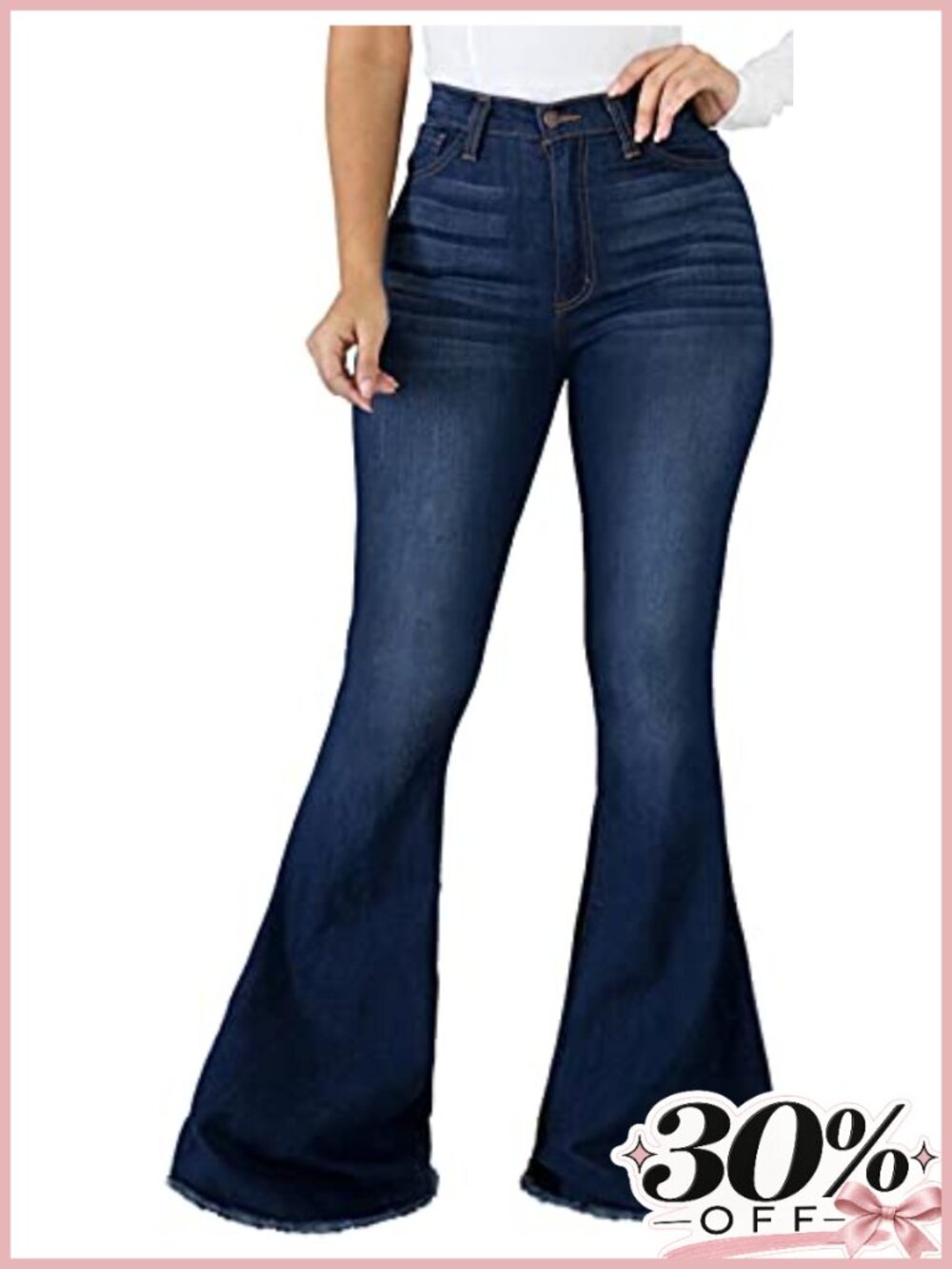 Women's Bell Bottom Ripped High Waisted Flared Denim Jeans